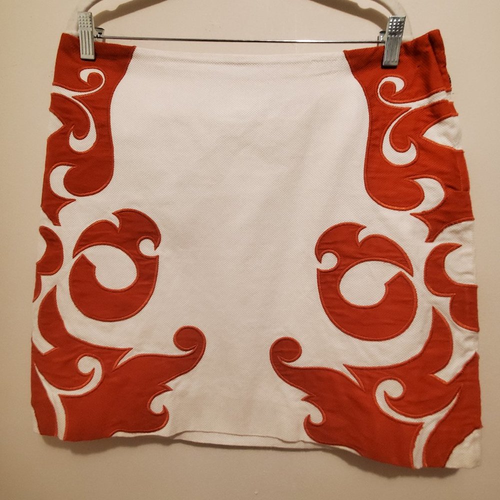 Vanessa Virginia Off White and Orange Skirt Size 10